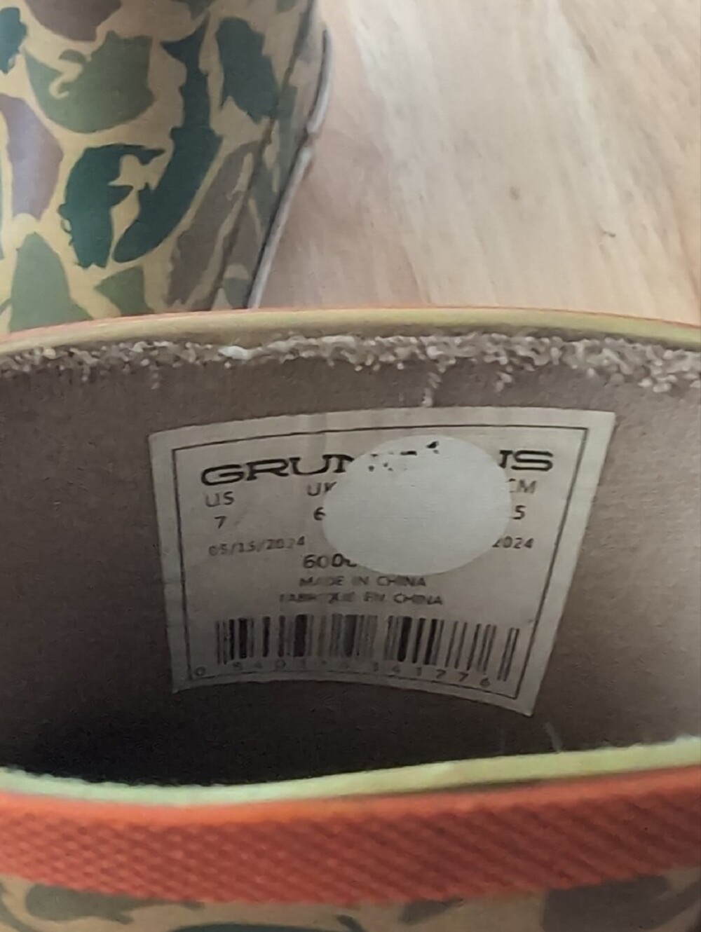 Grundéns Kids' Camo Rain & Snow Boots - Green with Orange Trim - Picture 4 of 4